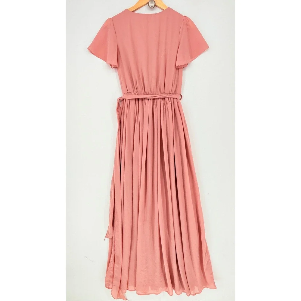 Baltic Born Maxi Dress Womens Small Pink Flutter Sleeve Boho Romantic Soft NEW